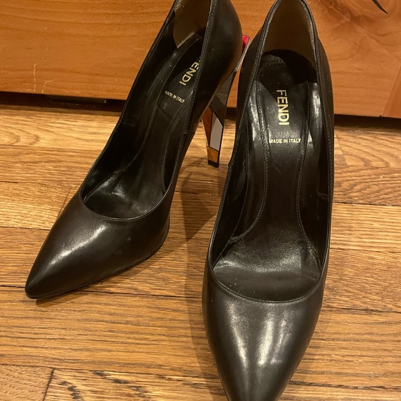 Fendi Diamond-Heel Black Leather/Multi Facet Heel - Size 40, worn once! - Picture 4 of 10